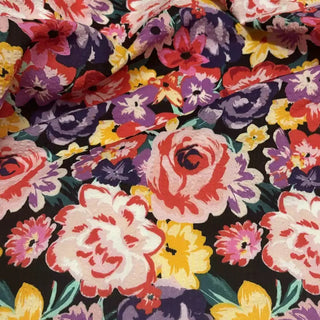 Japanese Fashion Designer Floral Multi Color Non-Stretch Salt Shrinking / Puckered Cotton Seersucker DS29689