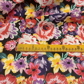 Japanese Fashion Designer Floral Multi Color Non-Stretch Salt Shrinking / Puckered Cotton Seersucker DS29689
