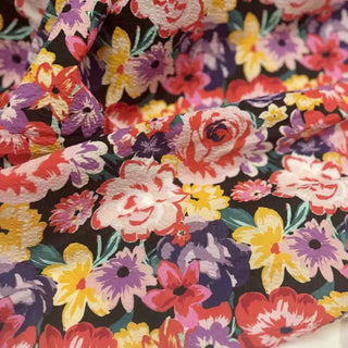 Japanese Fashion Designer Floral Multi Color Non-Stretch Salt Shrinking / Puckered Cotton Seersucker DS29689