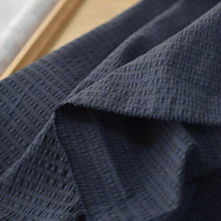 Italian Fashion Designer Solid Blue Stretch Salt Shrinking / Puckered Cotton Elastane Blended Seersucker DS29690