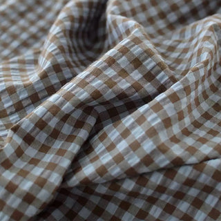 Italian Fashion Designer Gingham Blue Non-Stretch Salt Shrinking / Puckered Cotton Seersucker DS29691