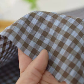 Italian Fashion Designer Gingham Blue Non-Stretch Salt Shrinking / Puckered Cotton Seersucker DS29691
