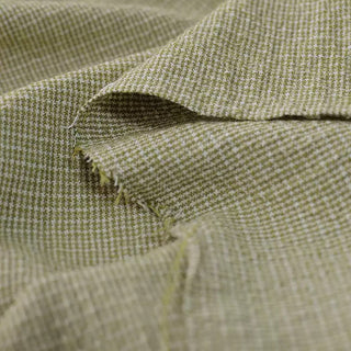French Fashion Designer Gingham Green Non-Stretch Salt Shrinking / Puckered Linen Cotton Blended Seersucker DS29693