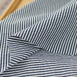 Japanese Fashion Designer Stripes Blue Non-Stretch Salt Shrinking / Puckered Cotton Seersucker DS29695