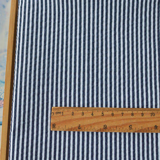 Japanese Fashion Designer Stripes Blue Non-Stretch Salt Shrinking / Puckered Cotton Seersucker DS29695