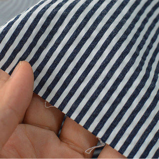 Japanese Fashion Designer Stripes Blue Non-Stretch Salt Shrinking / Puckered Cotton Seersucker DS29695