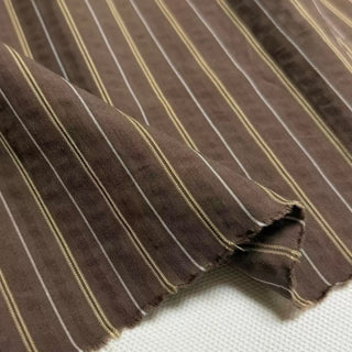 Korean Fashion Designer Stripes Brown Non-Stretch Salt Shrinking / Puckered Cotton Seersucker DS29697
