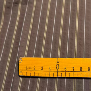 Korean Fashion Designer Stripes Brown Non-Stretch Salt Shrinking / Puckered Cotton Seersucker DS29697