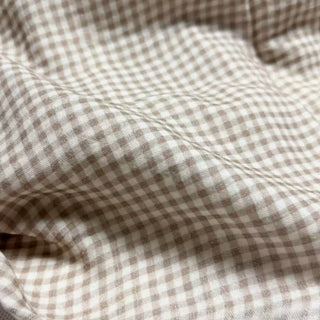 Japanese Fashion Designer Gingham Brown Non-Stretch Combed Cotton Double Gauze DS29698