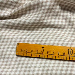 Japanese Fashion Designer Gingham Brown Non-Stretch Combed Cotton Double Gauze DS29698