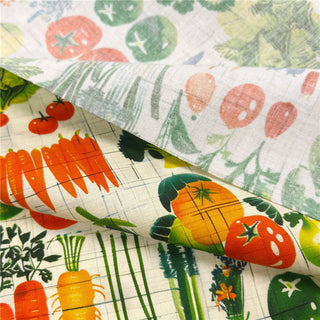 Yardblox Exclusive Korean Fashion Designer Fruits and Vegetables Beige/Multi Color Non-Stretch Cotton Plain Woven DS31502