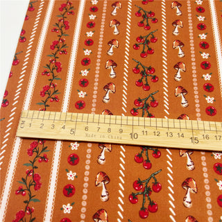 Yardblox Exclusive Japanese Fashion Designer Fruits and Vegetables Brown Non-Stretch Cotton Plain Woven DS31506