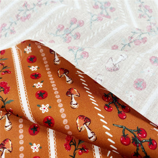 Yardblox Exclusive Japanese Fashion Designer Fruits and Vegetables Brown Non-Stretch Cotton Plain Woven DS31506