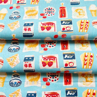 Yardblox Exclusive Japanese Fashion Designer Food Blue Non-Stretch Cotton Plain Woven DS31507