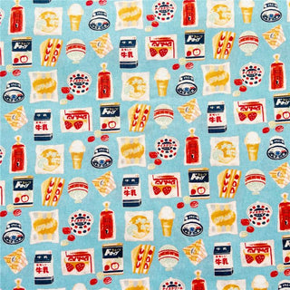 Yardblox Exclusive Japanese Fashion Designer Food Blue Non-Stretch Cotton Plain Woven DS31507