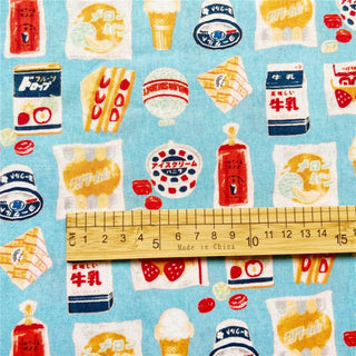 Yardblox Exclusive Japanese Fashion Designer Food Blue Non-Stretch Cotton Plain Woven DS31507