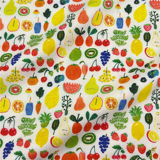 Japanese Fashion Designer Fruits and Vegetables Off-White Non-Stretch Cotton Plain Woven DS31601