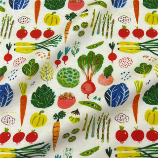 Japanese Fashion Designer Fruits and Vegetables Off-White Non-Stretch Cotton Plain Woven DS31602