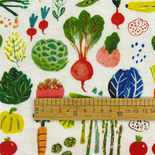 Japanese Fashion Designer Fruits and Vegetables Off-White Non-Stretch Cotton Plain Woven DS31602