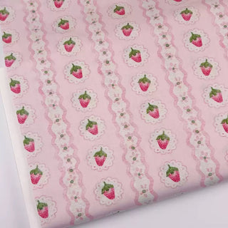 Japanese Fashion Designer Fruits and Vegetables Pink Non-Stretch Cotton Broadcloth Poplin DS31603