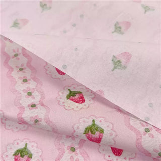 Japanese Fashion Designer Fruits and Vegetables Pink Non-Stretch Cotton Broadcloth Poplin DS31603