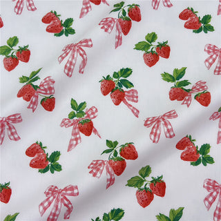 Japanese Fashion Designer Fruits and Vegetables White Non-Stretch Cotton Broadcloth Poplin DS31605