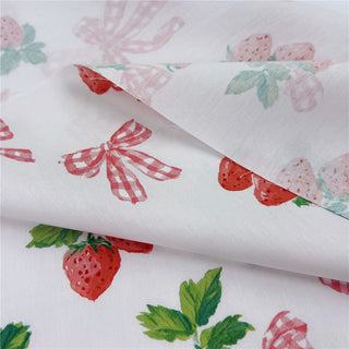 Japanese Fashion Designer Fruits and Vegetables White Non-Stretch Cotton Broadcloth Poplin DS31605