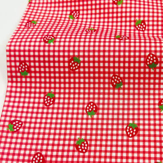 Japanese Fashion Designer Fruits and Vegetables Red Non-Stretch Cotton Plain Woven DS31607