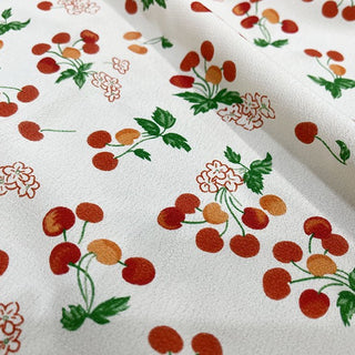 Yardblox Exclusive Rouje Fruits and Vegetables White/Multi Color Non-Stretch Viscose Crepe DS32503