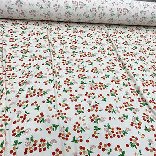 Yardblox Exclusive Rouje Fruits and Vegetables White/Multi Color Non-Stretch Viscose Crepe DS32503