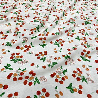Yardblox Exclusive Rouje Fruits and Vegetables White/Multi Color Non-Stretch Viscose Crepe DS32503