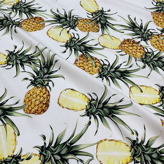 Yardblox Exclusive Luxury Fashion Designer Fruits and Vegetables White/Multi Color Non-Stretch Cotton Broadcloth Poplin DS32504