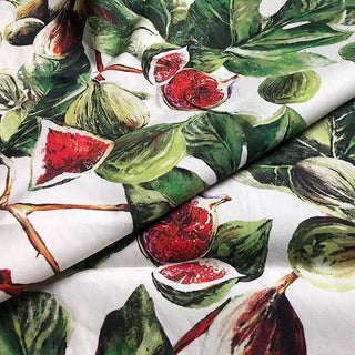Yardblox Exclusive Italian Luxury Desginer Fruits and Vegetables White/Multi Color Non-Stretch Cotton Broadcloth Poplin DS32505