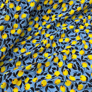 Yardblox Exclusive Luxury Fashion Designer Fruits and Vegetables Blue/Multi Color Non-Stretch Viscose Crepe DS32506