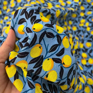 Yardblox Exclusive Luxury Fashion Designer Fruits and Vegetables Blue/Multi Color Non-Stretch Viscose Crepe DS32506