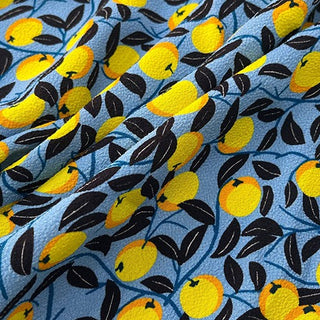 Yardblox Exclusive Luxury Fashion Designer Fruits and Vegetables Blue/Multi Color Non-Stretch Viscose Crepe DS32506