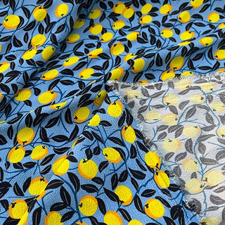 Yardblox Exclusive Luxury Fashion Designer Fruits and Vegetables Blue/Multi Color Non-Stretch Viscose Crepe DS32506