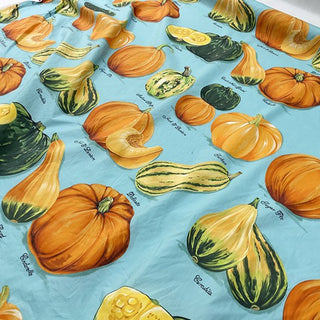 Yardblox Exclusive Italian Luxury Desginer Fruits and Vegetables Turquoise/Multi Color Non-Stretch Cotton Broadcloth Poplin DS32507