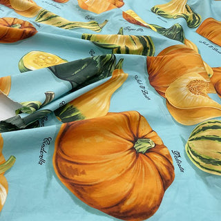 Yardblox Exclusive Italian Luxury Desginer Fruits and Vegetables Turquoise/Multi Color Non-Stretch Cotton Broadcloth Poplin DS32507