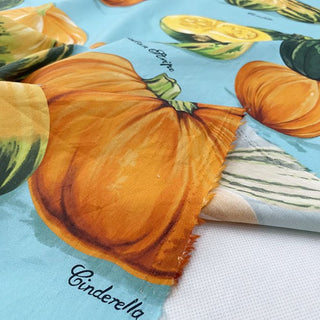 Yardblox Exclusive Italian Luxury Desginer Fruits and Vegetables Turquoise/Multi Color Non-Stretch Cotton Broadcloth Poplin DS32507