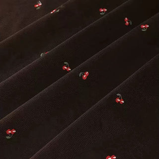 Japanese Designer Fruits and Vegetables Brown Stretch Embroidery Cotton Elastane Blended Corduroy DS33601