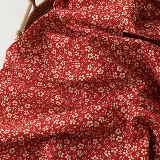 Japanese Designer Floral Red Non-Stretch Cotton Corduroy DS33602