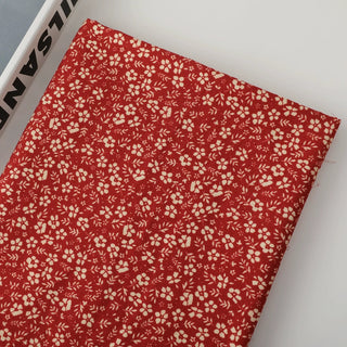 Japanese Designer Floral Red Non-Stretch Cotton Corduroy DS33602