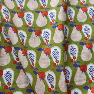 Yardblox Exclusive Japanese Fashion Designer Fruits and Vegetables Pear/Multi Color Non-Stretch Cotton Broadcloth Poplin DS34502