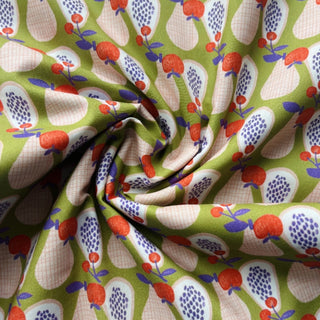 Yardblox Exclusive Japanese Fashion Designer Fruits and Vegetables Pear/Multi Color Non-Stretch Cotton Broadcloth Poplin DS34502