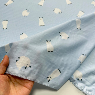 Japanese Fashion Designer Animal Blue Non-Stretch Cotton Double Gauze DS34601