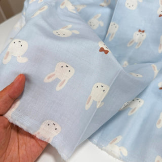 Japanese Designer Animal Blue Non-Stretch Cotton Double Gauze DS34609