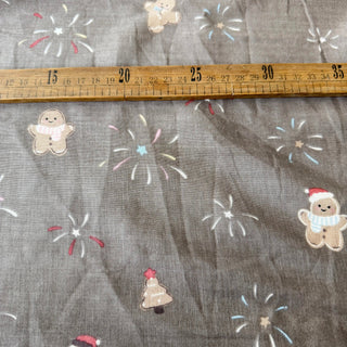 Japanese Designer Conversational Gray Non-Stretch Cotton Double Gauze DS34612