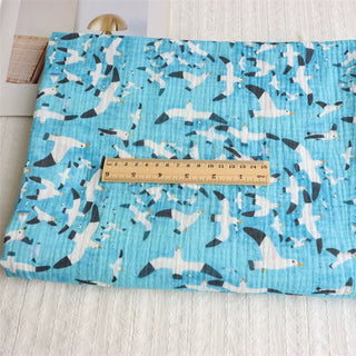 Japanese Designer Animal Blue Non-Stretch Cotton Double Gauze DS34622