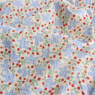 Japanese Designer Floral Blue Non-Stretch Cotton Double Gauze DS34623